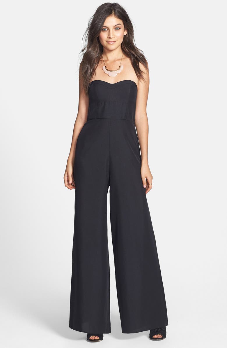 Band of Gypsies Strapless Woven Jumpsuit (Juniors) | Nordstrom