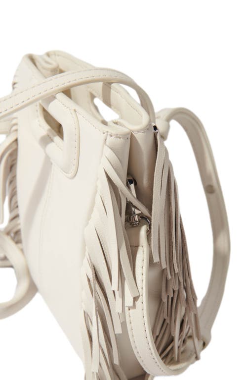 Shop Maje M Mini Leather Bag With Diamantés In White