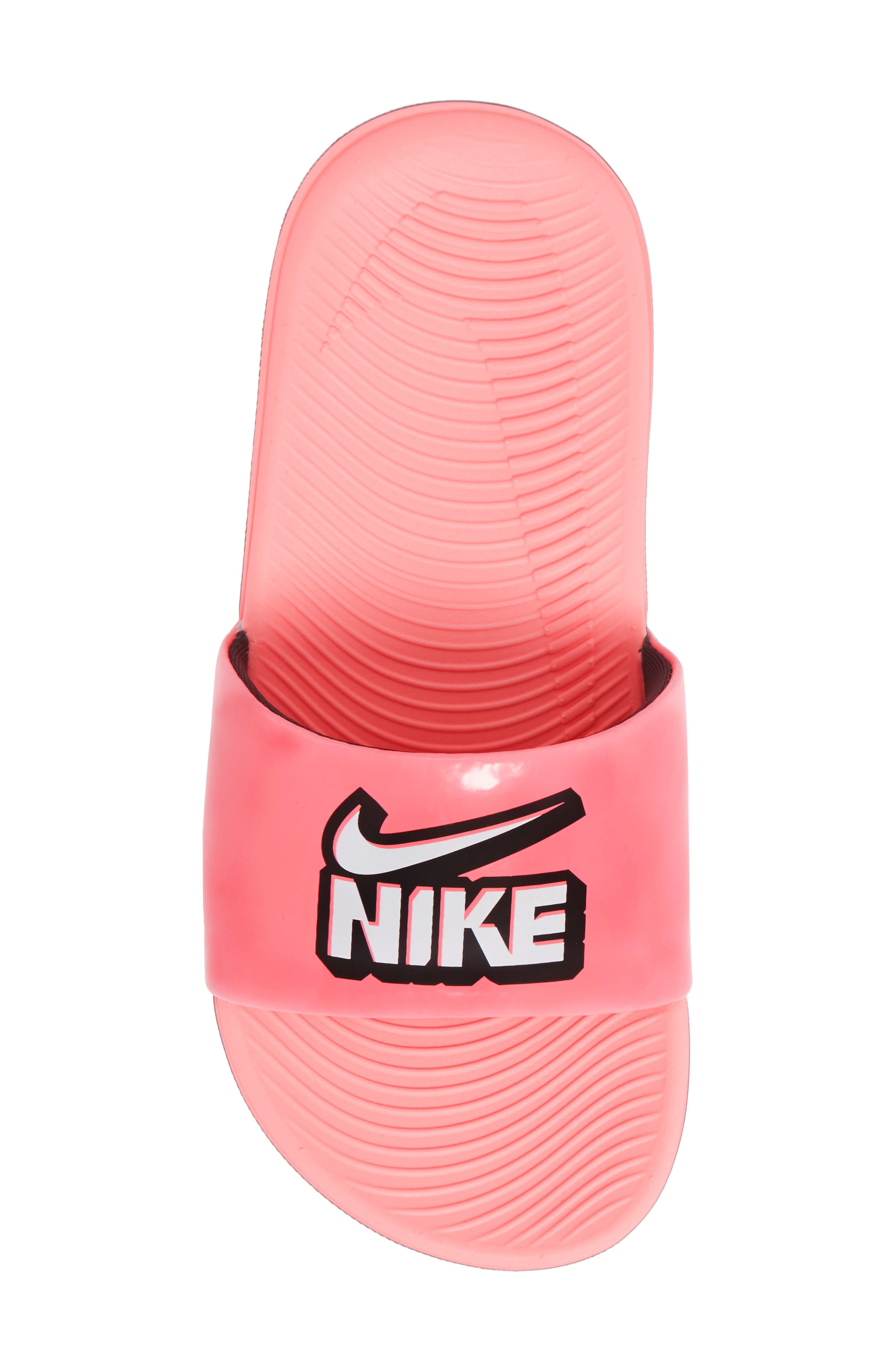 orange nike sliders