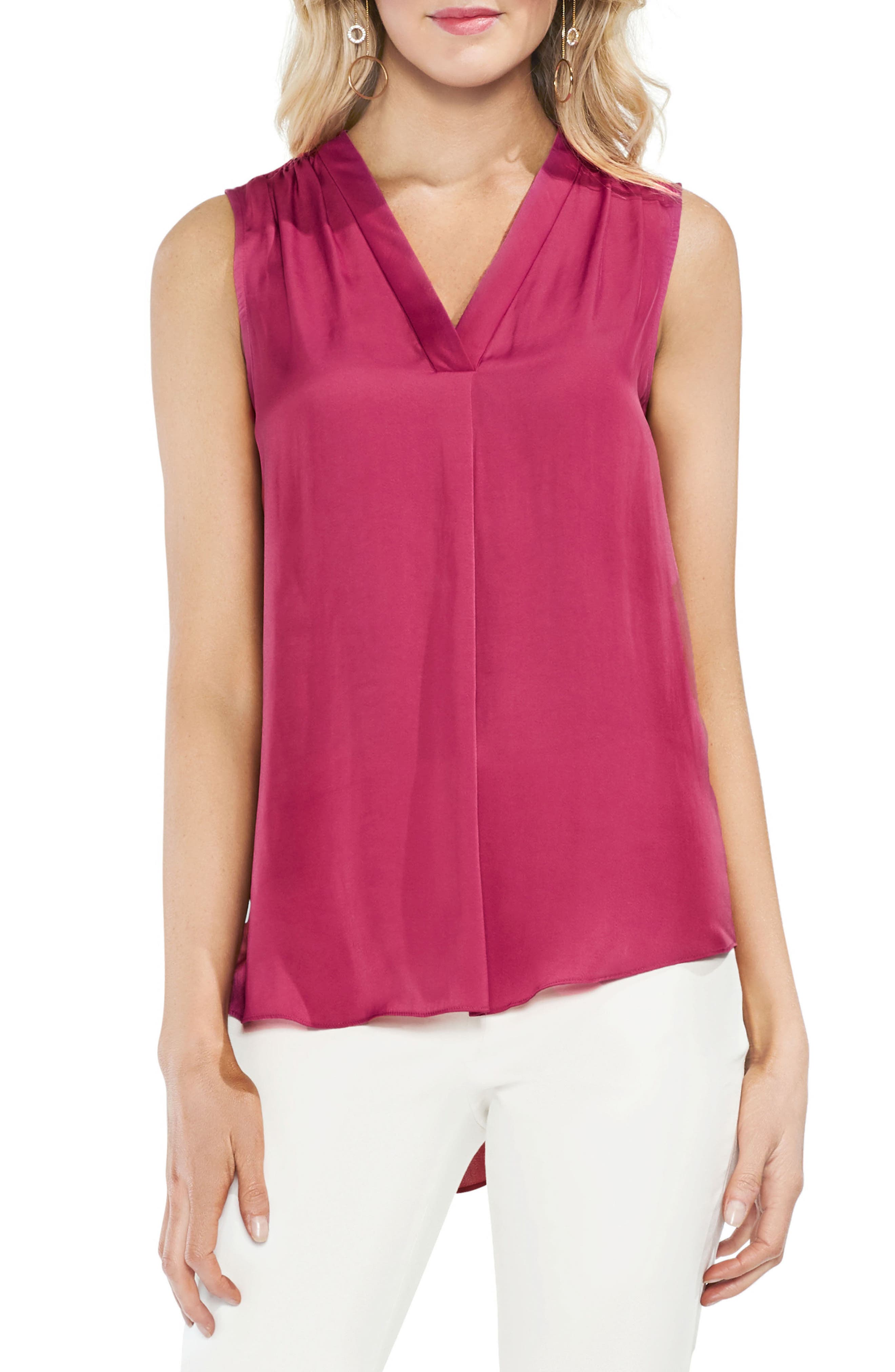 Vince Camuto Rumpled Satin Blouse In Pink Rose