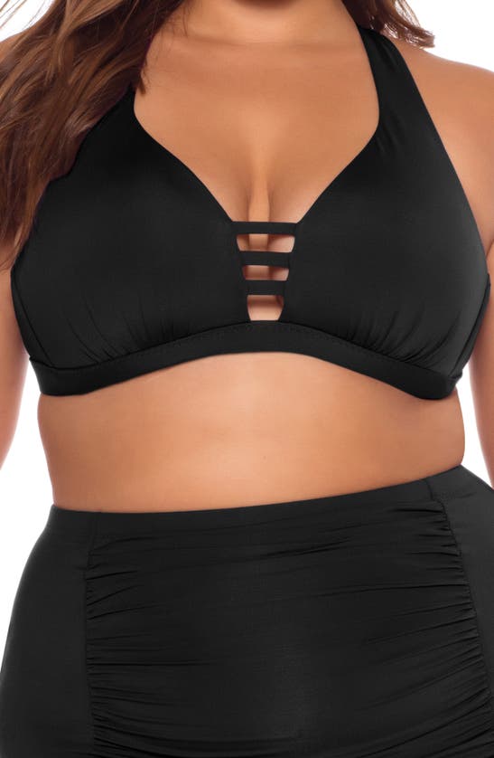 Shop Becca Tab Inset Bikini Top In Black