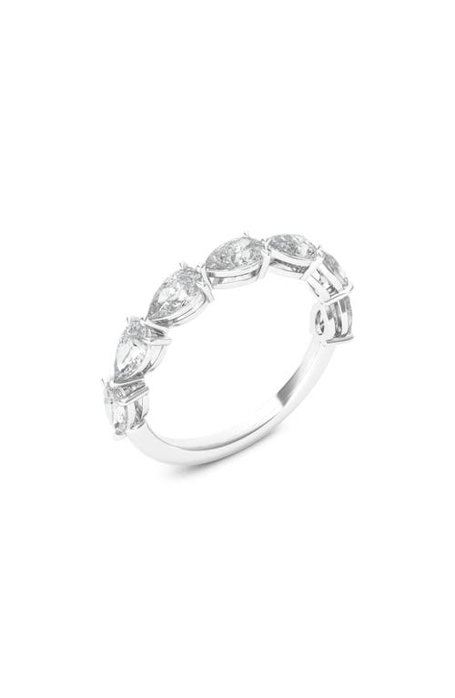 Pear Cut Lab Created Diamond Half Eternity Ring in 18K White Gold