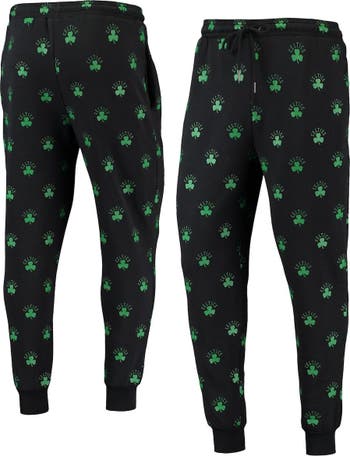 THE WILD COLLECTIVE Black Boston Celtics Allover Logo Jogger Pants ...