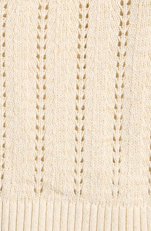 Nordstrom Kids' Pointelle Metallic Cardigan In Ivory Egret