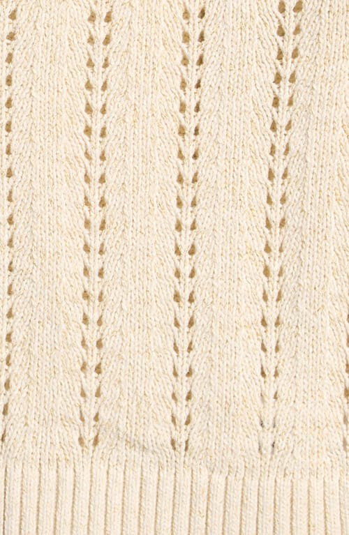 Shop Nordstrom Kids' Pointelle Metallic Cardigan In Ivory Egret