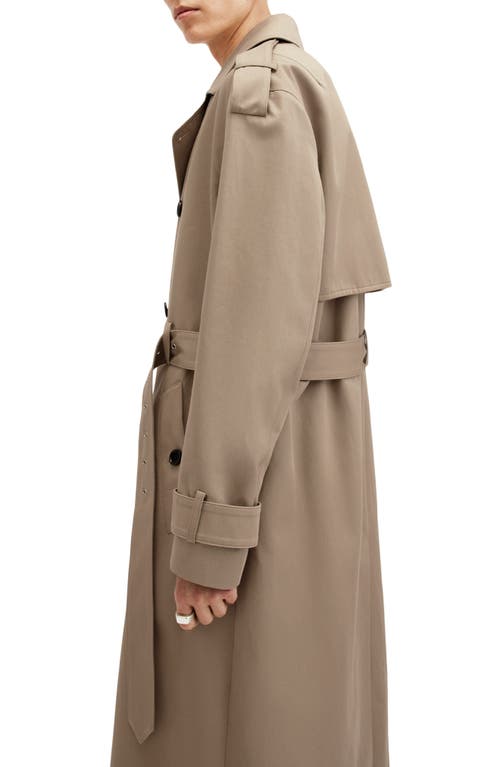 Shop Allsaints Spencer Oversize Trench Coat In Sandy Brown