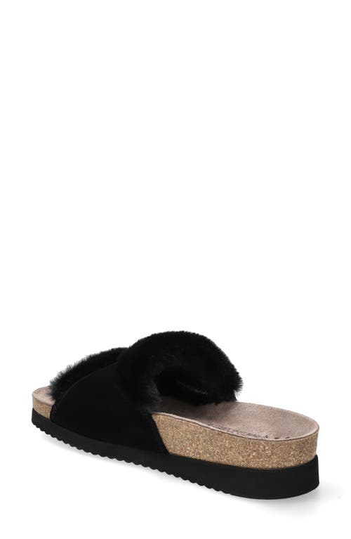Mephisto Hemeline Faux Fur Slide Sandal In Black