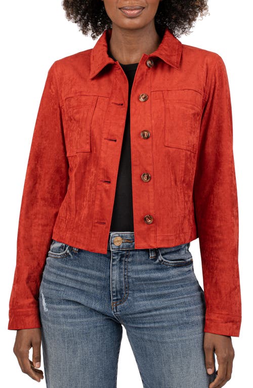 Shop Kut From The Kloth Matilda Crop Faux Suede Jacket In Red