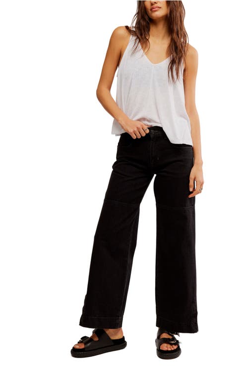 Shop Free People Benji Relaxed Wide Leg Jeans In Thea Black