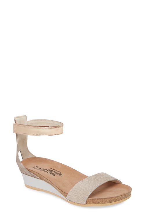 Naot 'pixie' Sandal In Beige Lizard/silver Leather