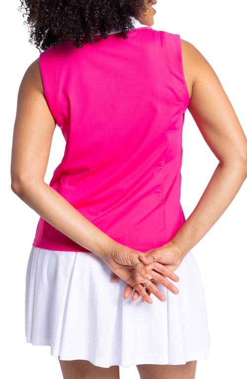 Shop Kinona Twilight Sleeveless Quarter Zip Golf Top In Preppy Pink