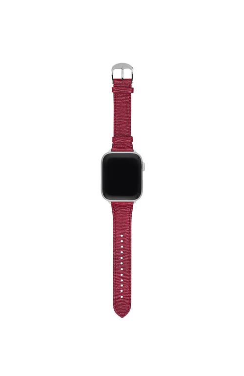 Shop Hyer Goods Upcycled Leather Apple Watch Band In Red/silver8/40