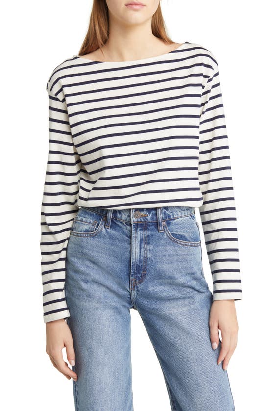 & Other Stories Breton Stripe Cotton Top In White/ Navy Stripe