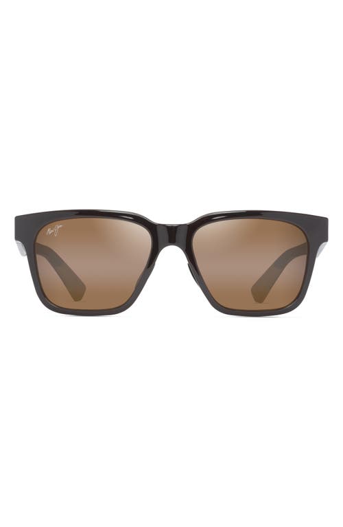 Maui Jim Punkikai 56mm Polarizedplus2® Square Sunglasses In Shiny Brown
