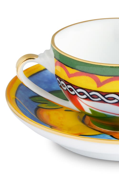 Shop Dolce & Gabbana Dolce&gabbana Carretto Lemon Espresso Cup & Saucer Set In Yellow