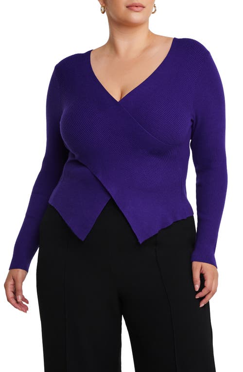 Wrap It Up Crossover Rib Sweater in Ultraviolet