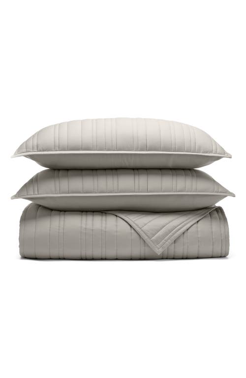 Boll & Branch Signature Stripe Organic Cotton Quilt & Sham Set in Pewter at Nordstrom, Size Twin