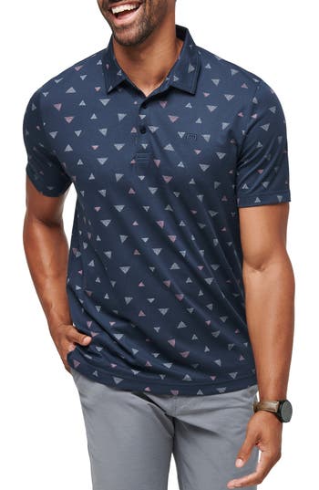 Travismathew Home Break Geo Print Piqué Polo In Total Eclipse