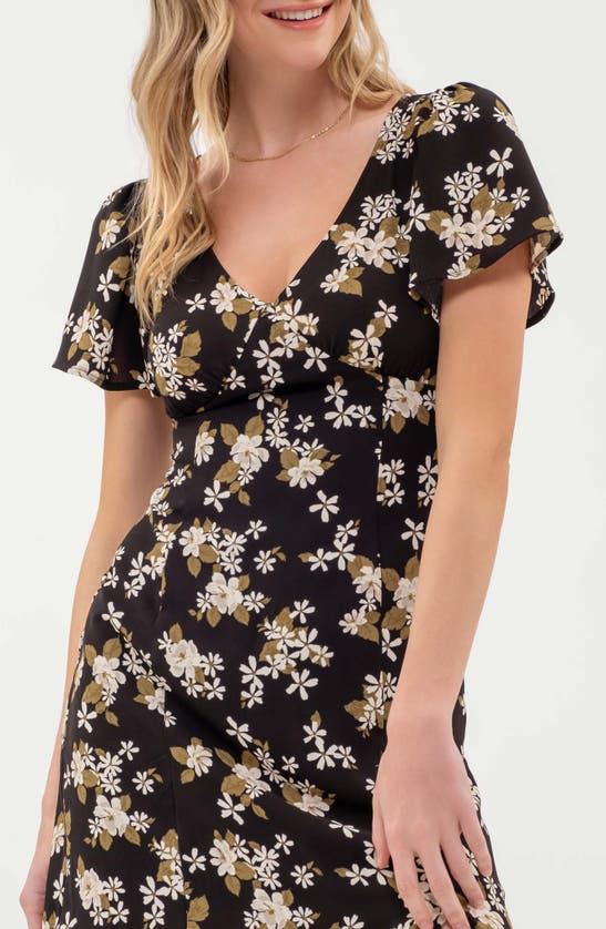 BLU PEPPER BLU PEPPER FLORAL PRINT SIDE SLIT MIDI DRESS 