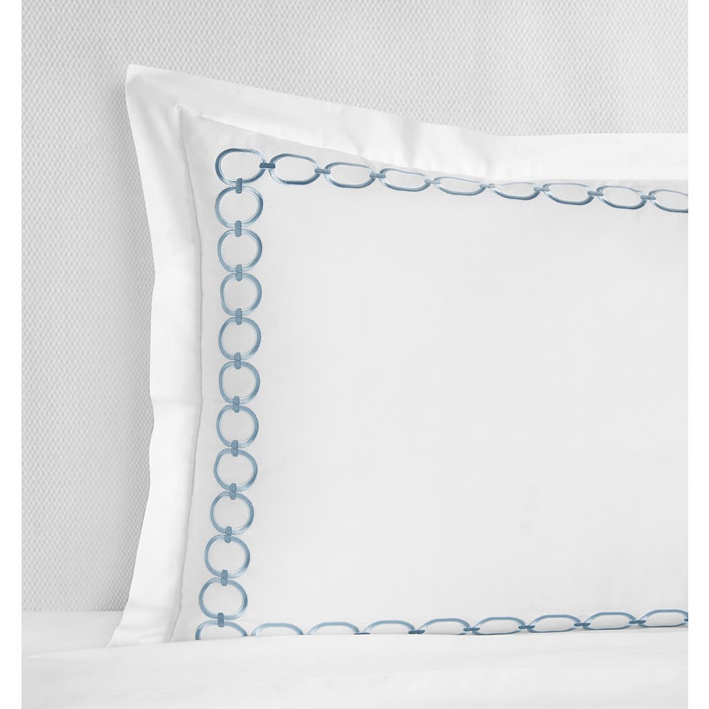 Sferra Catena Cotton Percale Euro Pillow Sham In White/sea