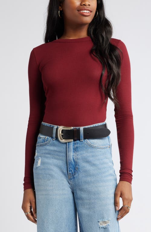 Bp. Ribbed Long Sleeve T-shirt In Red Grape