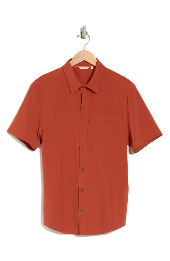 Shop Cotopaxi Cambio Trim Fit Solid Short Sleeve Button-up Shirt In Spice