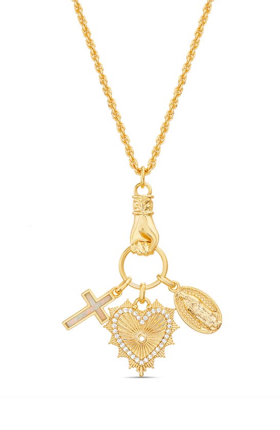 Shop Paige Harper Opal & Cz Charm Pendant Necklace In Gold