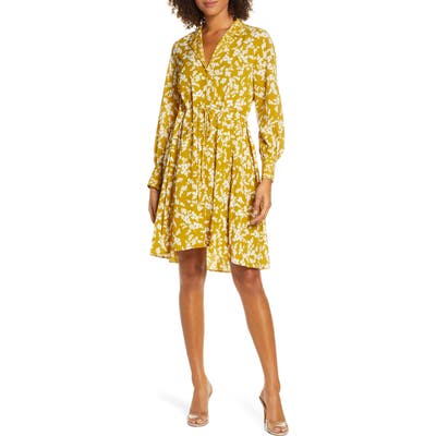 French Connection Bruna Floral Long Sleeve Dress, Yellow