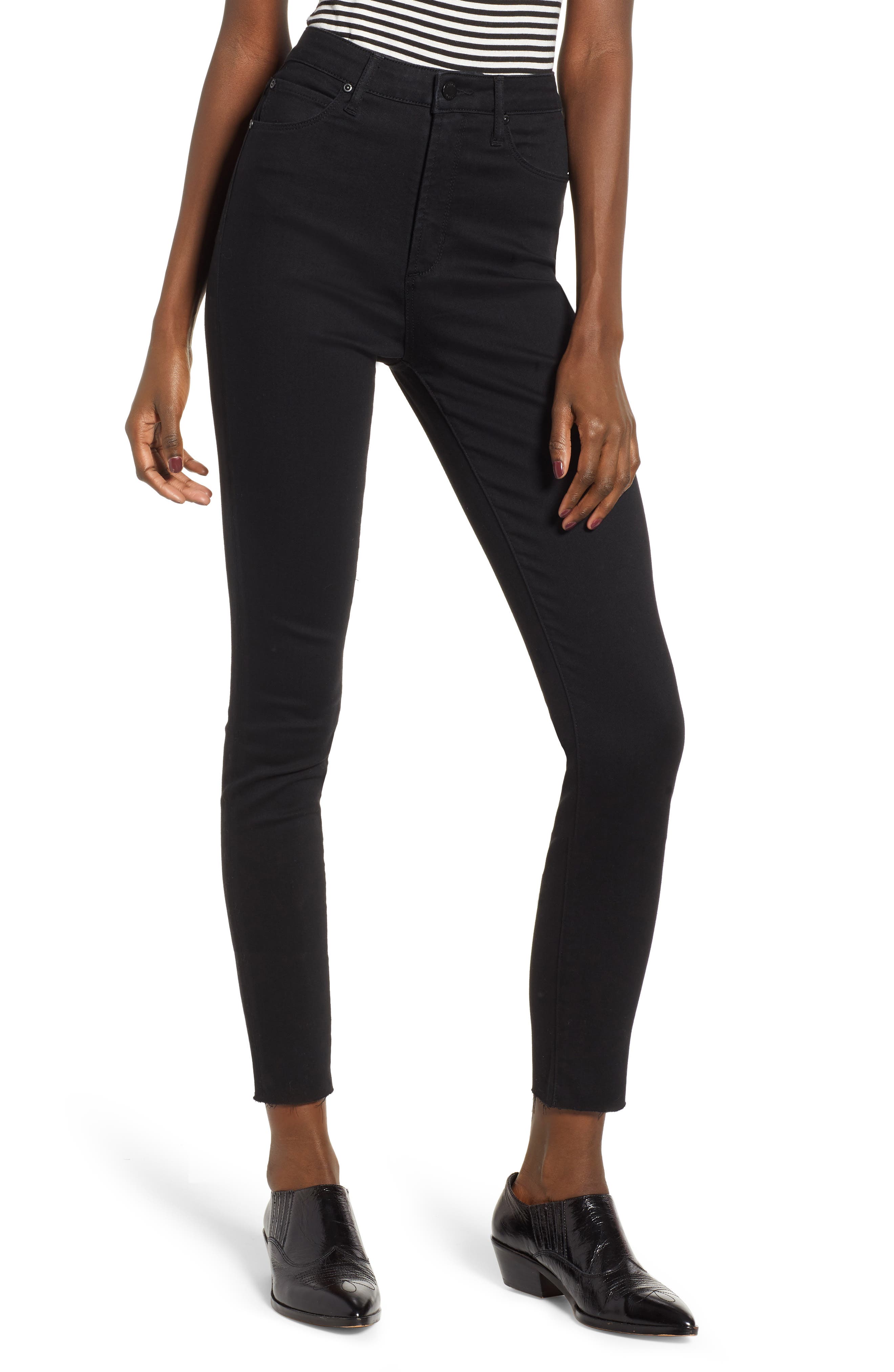 black high waisted ankle jeans