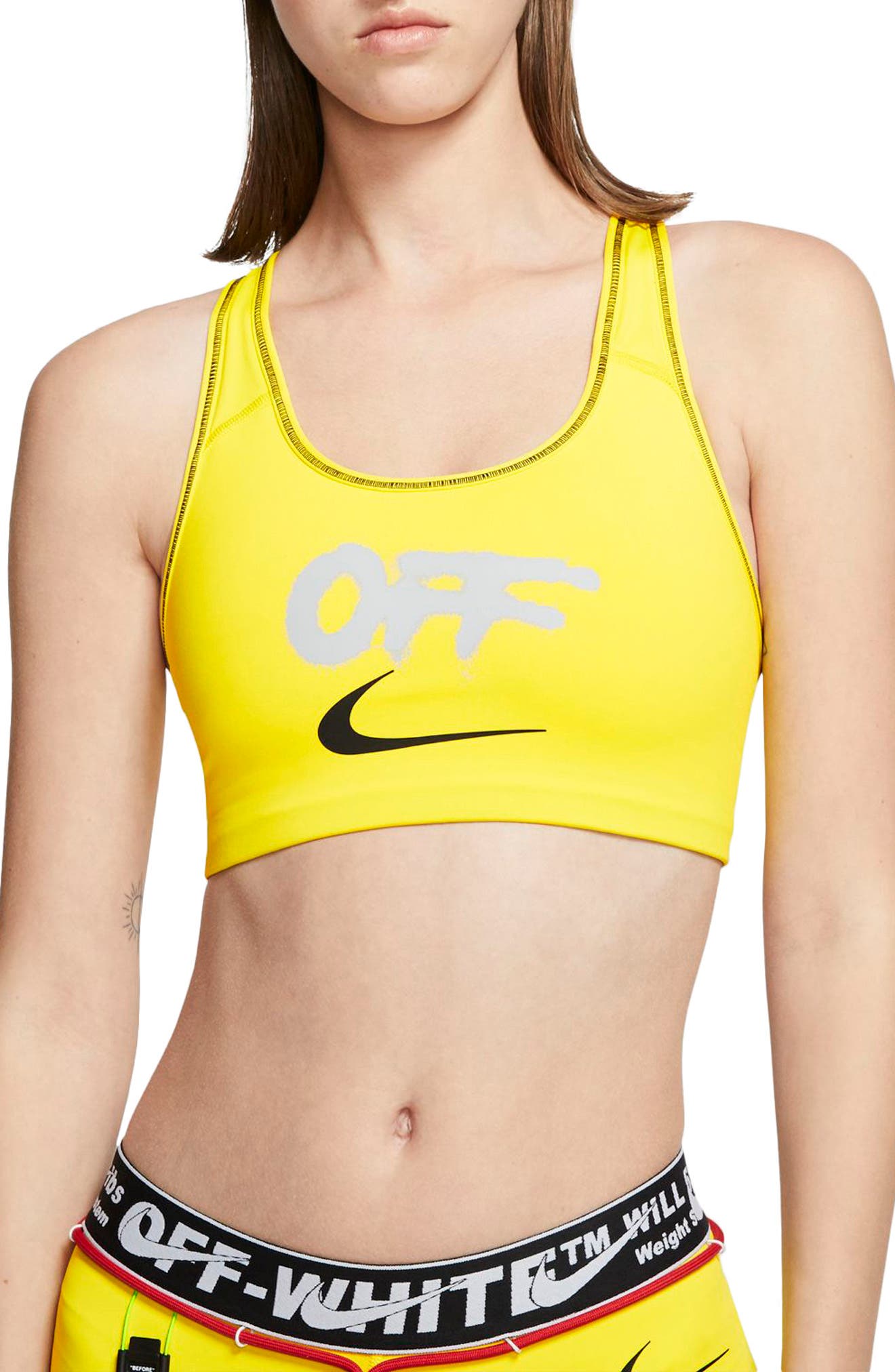 nike off white yellow sports bra