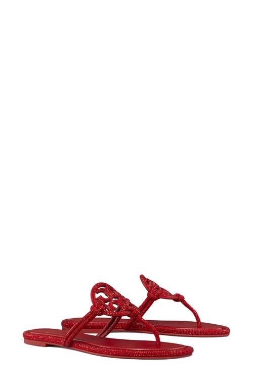 Tory Burch Miller Knotted Pavé Sandal In Ruby