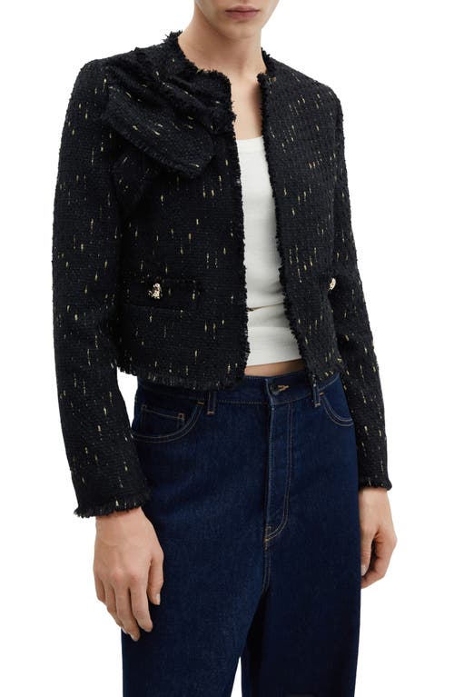 MANGO Metallic Tweed Jacket Black at Nordstrom,