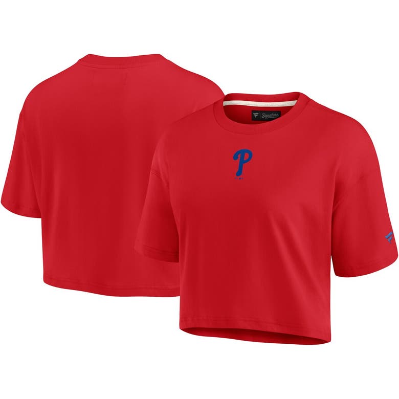 Shop Fanatics Signature Red Philadelphia Phillies Elements Super Soft Boxy Cropped T-shirt