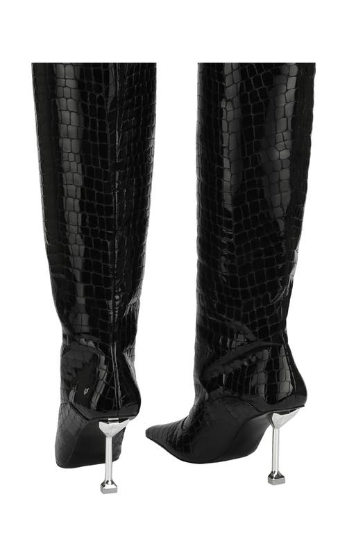 Shop Naked Wolfe Texas Croc Embossed Tall Boot In Black-croc Patent Leather