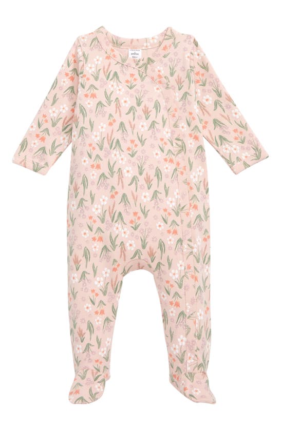 Nordstrom Babies' Print Cotton Footie In Pink Lotus Meadow