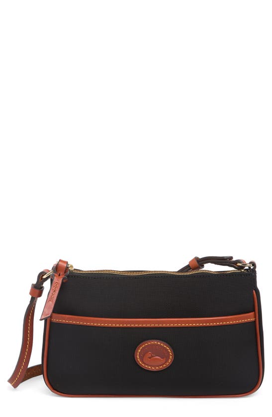 Dooney & Bourke Nylon Lola Pouchette Crossbody Shoulder Bag Black With Brown