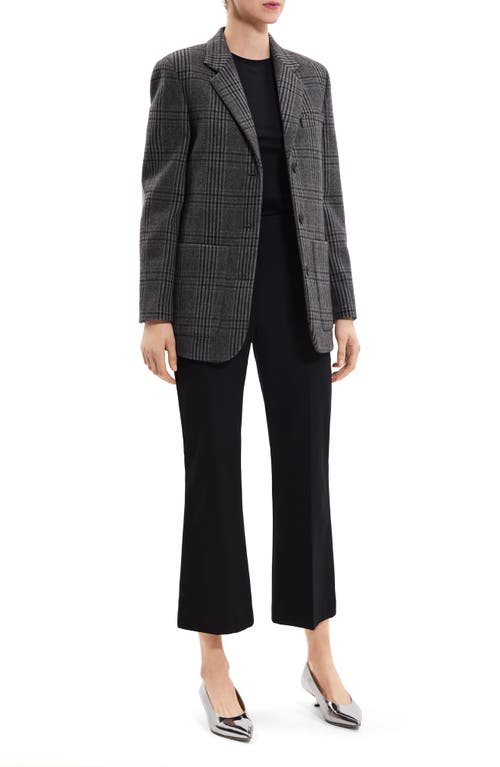 Theory Plaid Elbow Patch Recycled Wool Blend Jacket In Charcoal Multi - Qdy
