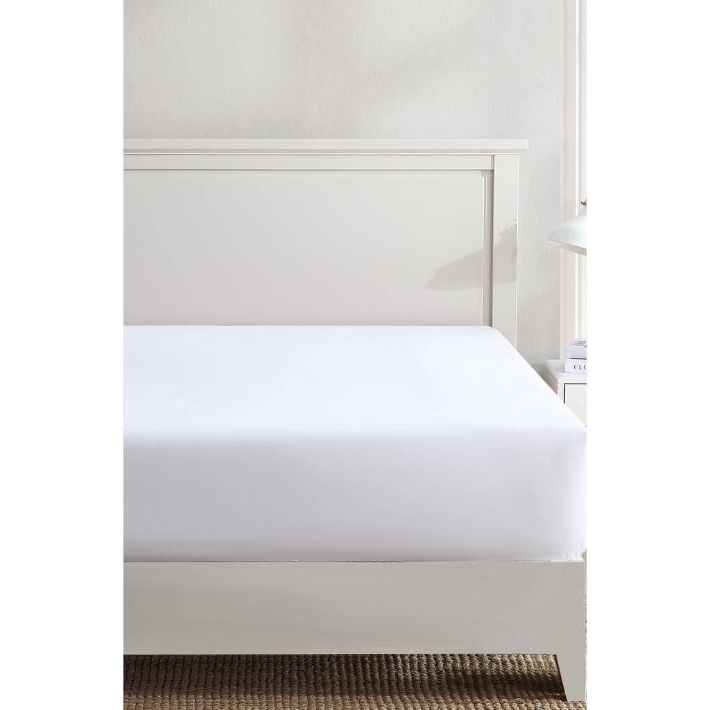 Nautica Solid Cotton Percale Fitted Sheets In Deck White