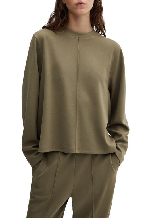 MANGO Pintuck Sweatshirt Khaki at Nordstrom,