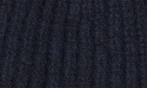 Mulberry Solid Textured Rib Lambswool Beanie In Night Sky