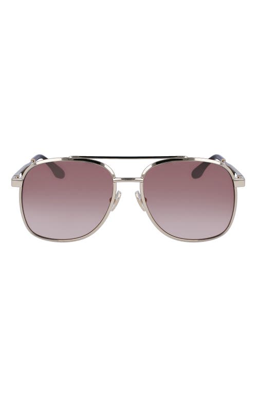 Shop Victoria Beckham 58mm Navigator Sunglasses In Silver/brown