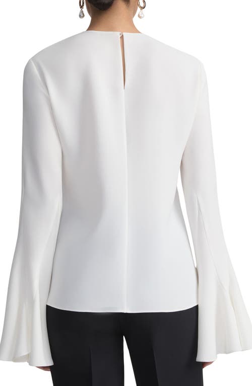 Shop Lafayette 148 New York Godet Sleeve Crepe Top In Cloud