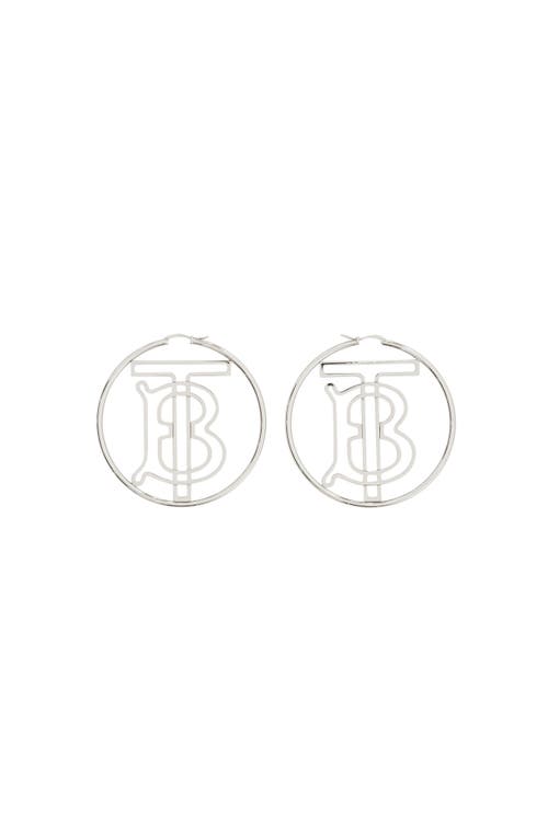 burberry TB Monogram Outline Circle Hoop Earrings in Palladio