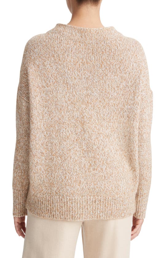 Shop Vince Marled Wool Blend Funnel Neck Sweater In Camel Marl Combo