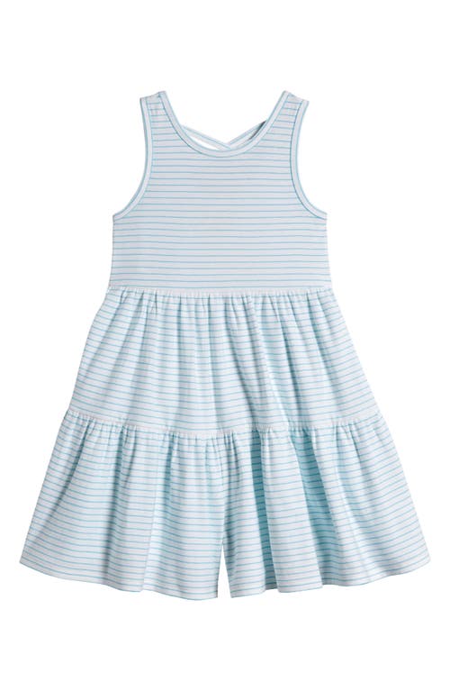 Tucker + Tate Kids' Stripe Tiered Romper In Teal Scuba- White Stripe