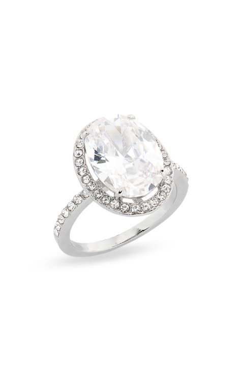 CZ Oval Halo Engagement Ring