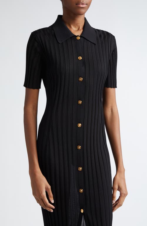 Versace Rib Midi Shirtdress In Black
