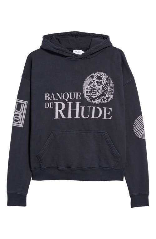 Men's Banque de Rhude Oversize Graphic Hoodie in Vtg Black 0610