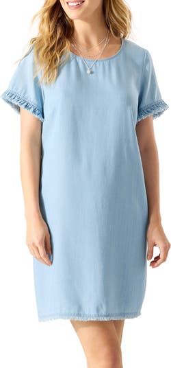 Tommy bahama chambray clearance ruffle shift dress