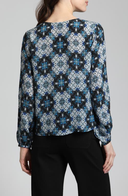 Shop Apny Print Tie Front Top In Blue Multi